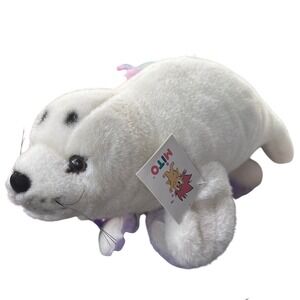 Vintage Mito White Seal Pup Plush Stuffed Animal Spotted Marine Life NWT